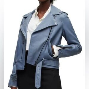 All Saints Blue Leather Jacket